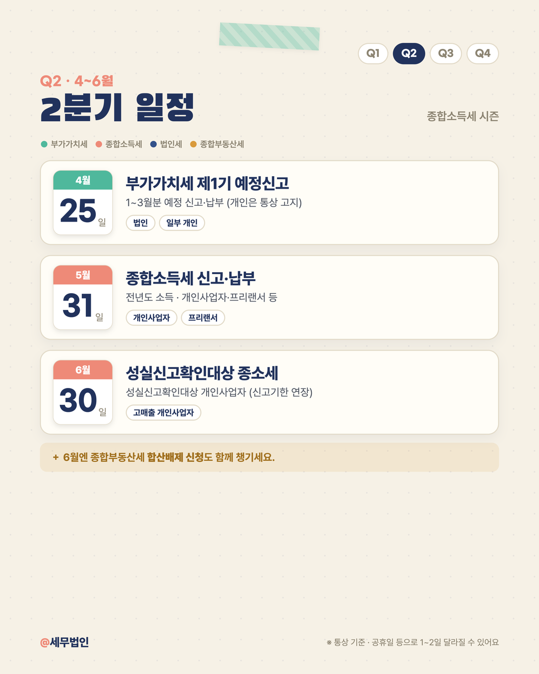 2026 세금 신고 캘린더 3페이지