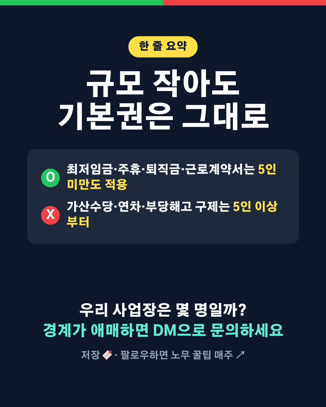 5인 미만 사업장 노동법 적용 정리 5페이지
